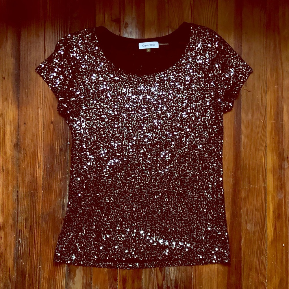 Small Black Sparkle Sequin Calvin Klein Shirt Top